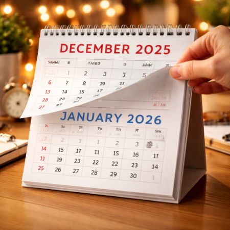 kalender pergantian desember ke januari menandakan tahun baru