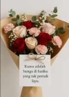 buket bunga dengan kartu ucapan